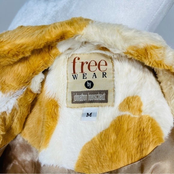 FREE WEAR by JOHNATHON HOENSCHEIDT Tan & Cream Faux Fur Blazer Jacket - MEDIUM - Picture 3 of 11